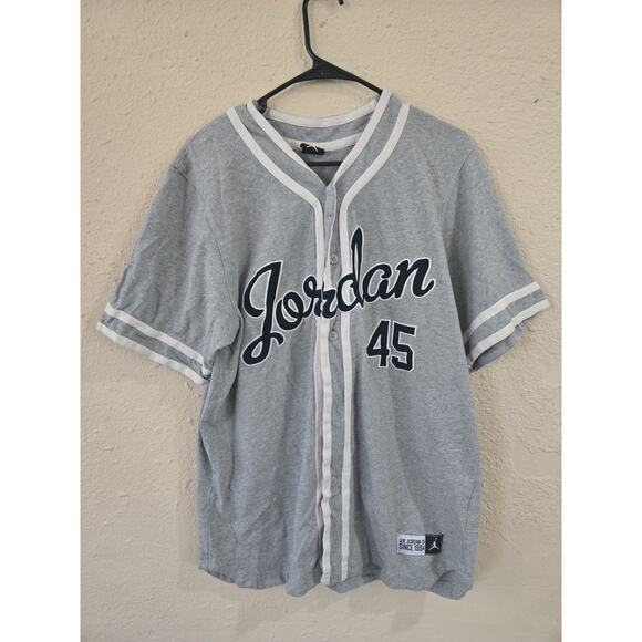 Vintage Nike Air Jordan IX 9 Birmingham Barons 45 Baseball Jersey, Mens Large - Picture 1 of 5